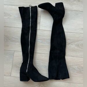 Dolce Vita Women's Vix Pointed Toe Zippered Heeled Over The Knee Boots Suede 8